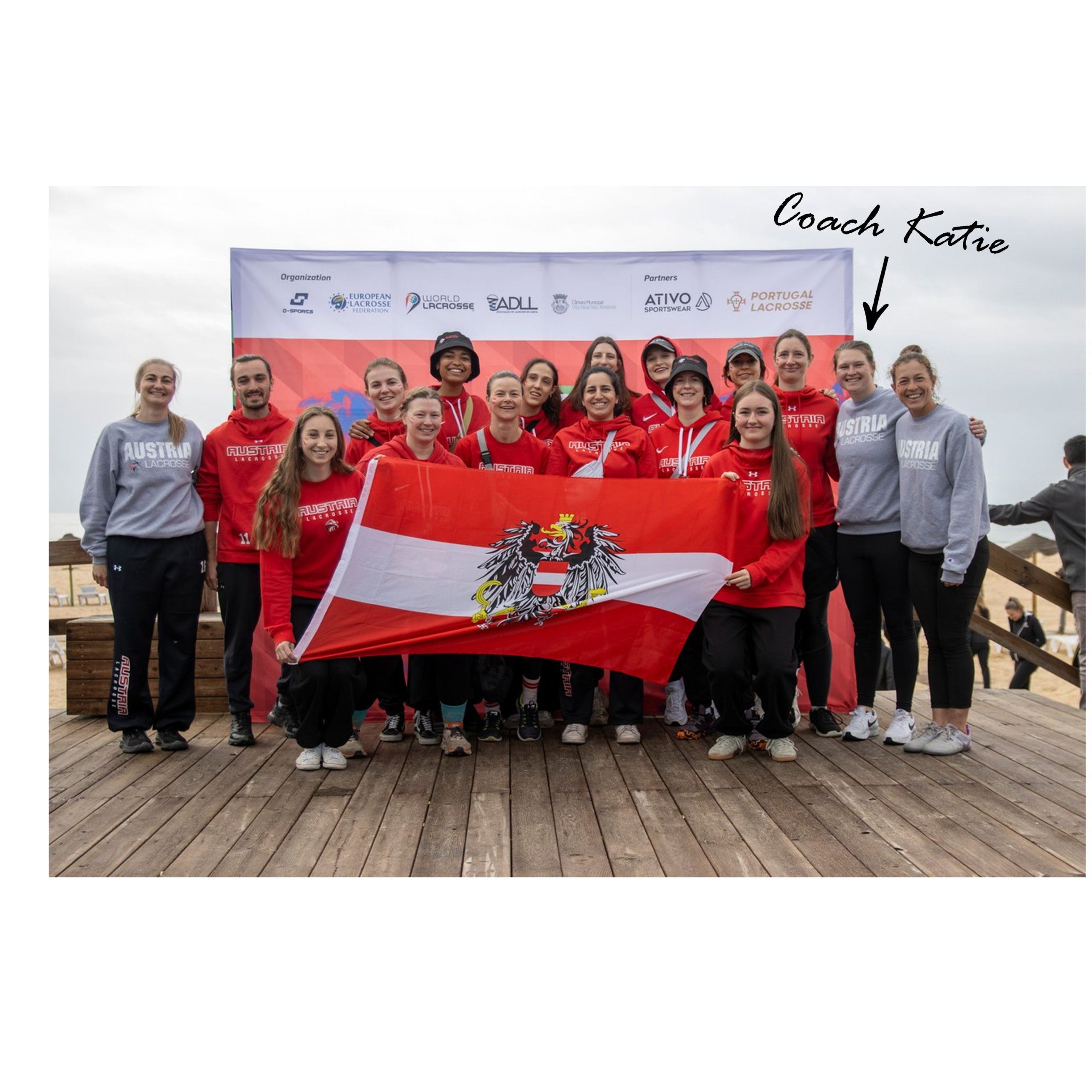 Austria National Lacrosse team photo featuring coach Katie Murphy
